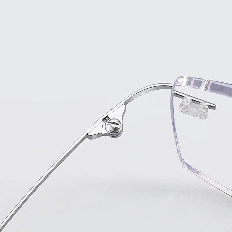 Unisex Square Rimless Titanium Reading Glasses 8161 — view 4 | Rx Spectacle