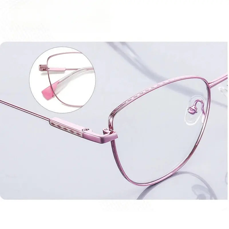 Women's Cat Eye Full Rim Alloy Prescription Glasses Y3032 — view 4 | Rx Spectacle