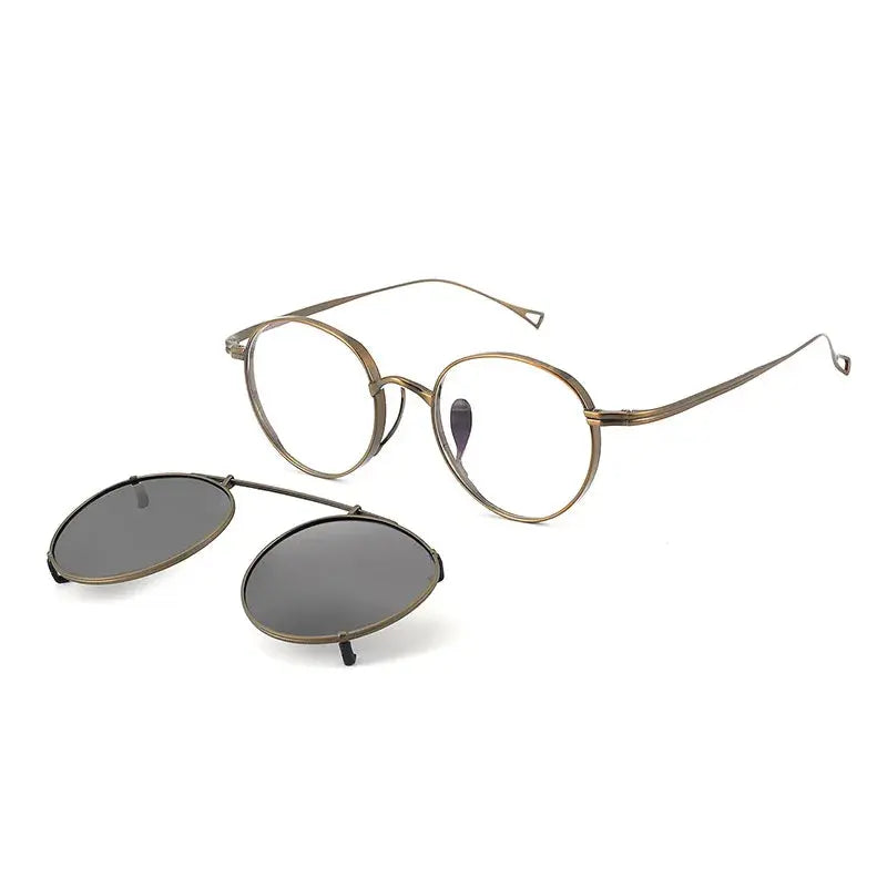 Unisex Round Full Rim Titanium Clip-On Prescription Glasses 396113 — view 5 | Rx Spectacle