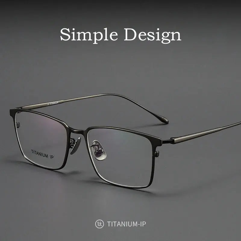 Men's Square Full Rim Titanium Prescription Glasses Y0955 — view 2 | Rx Spectacle