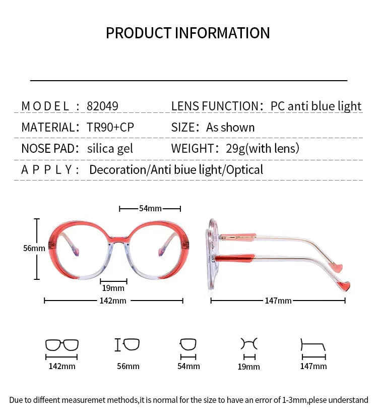 Women's Oval Full Rim TR90 Prescription Glasses 48209 — view 2 | Rx Spectacle