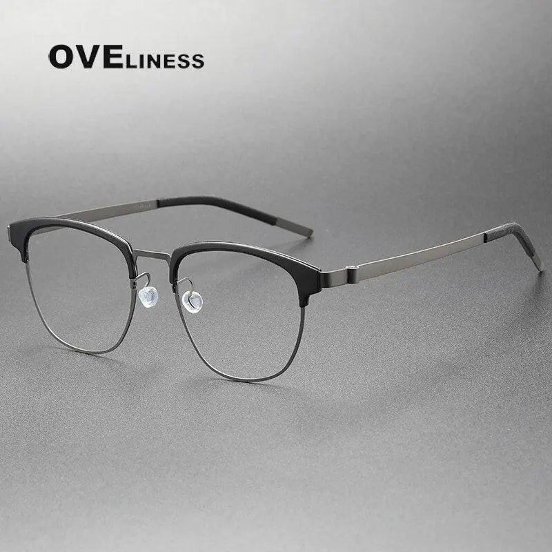 Unisex Square Full Rim Titanium Prescription Glasses 9849 — view 4 | Rx Spectacle