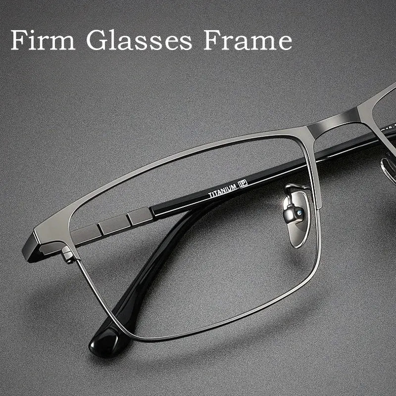 Men's Square Full Rim Titanium Prescription Glasses Y89188 — view 3 | Rx Spectacle