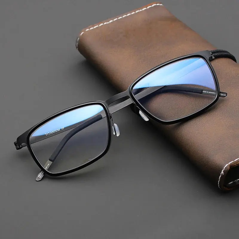 Unisex Rectangular Full Rim Titanium Prescription Glasses 9711 — view 2 | Rx Spectacle