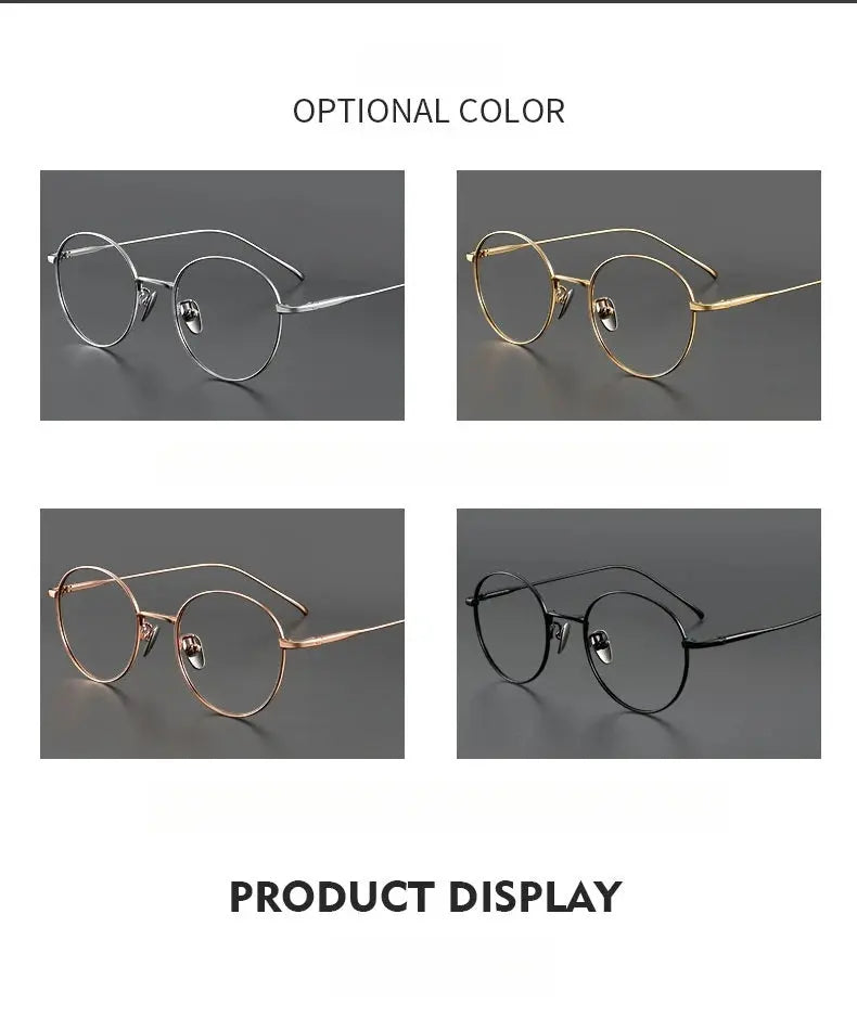 Unisex Round Full Rim Titanium Prescription Glasses Y1644 — view 11 | Rx Spectacle
