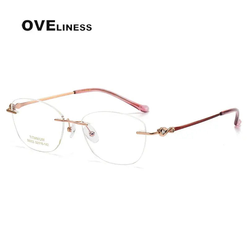 Women's Cat Eye Rimless Titanium Prescription Glasses 196003 — view 9 | Rx Spectacle