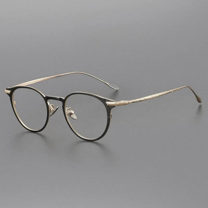 Unisex Round Full Rim Titanium Prescription Glasses Y0061 — view 9 | Rx Spectacle