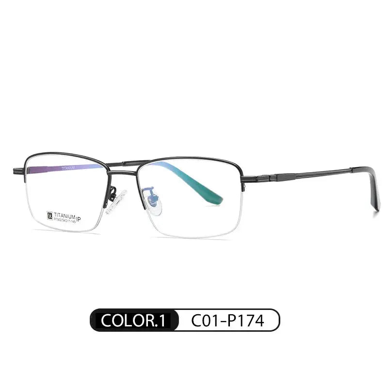 Men's Square Semi-Rimless Titanium Prescription Glasses 90224 — view 6 | Rx Spectacle