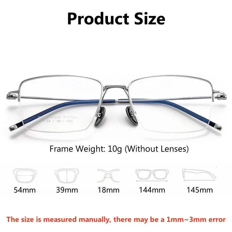 Men's Square Semi-Rimless Titanium Prescription Glasses 81775 — view 2 | Rx Spectacle