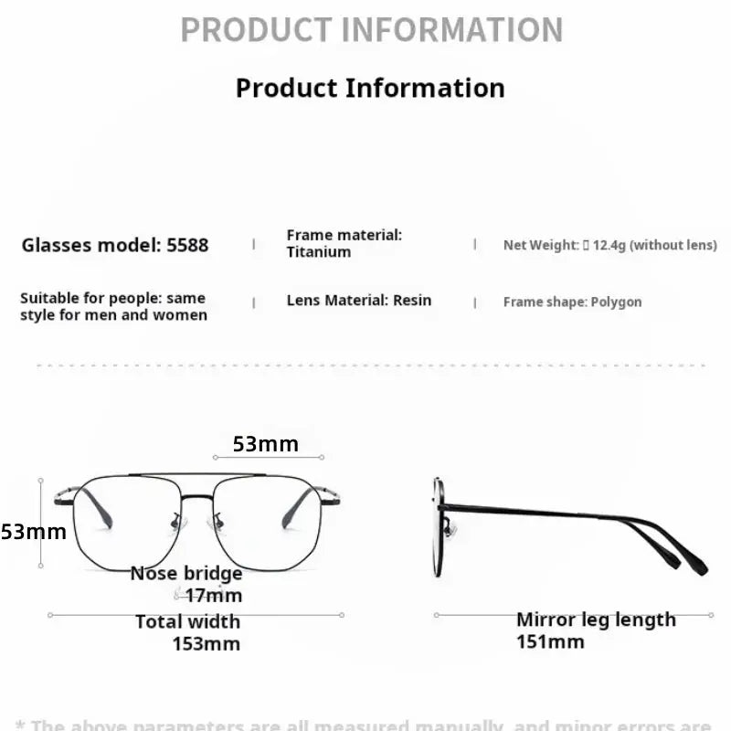 Unisex Square Full Rim Titanium Prescription Glasses 725588 — view 2 | Rx Spectacle