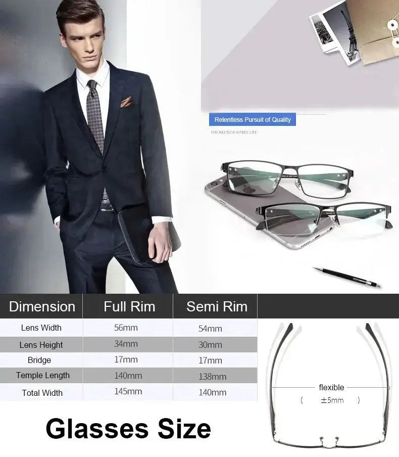 Unisex Square Semi-Rimless TR90 Prescription Glasses 561718 — view 2 | Rx Spectacle