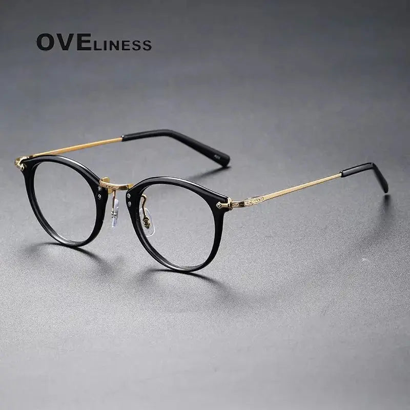Unisex Oval Full Rim Titanium Prescription Glasses 614805 — view 4 | Rx Spectacle