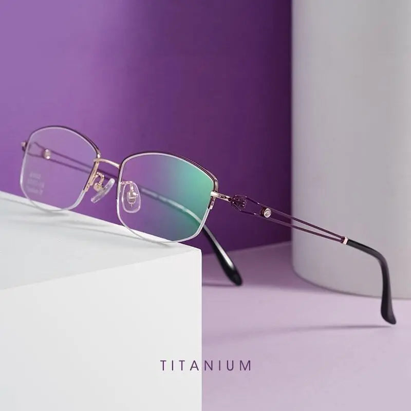 Women's Square Semi-Rimless Titanium Prescription Glasses Bv6003 — view 1 | Rx Spectacle