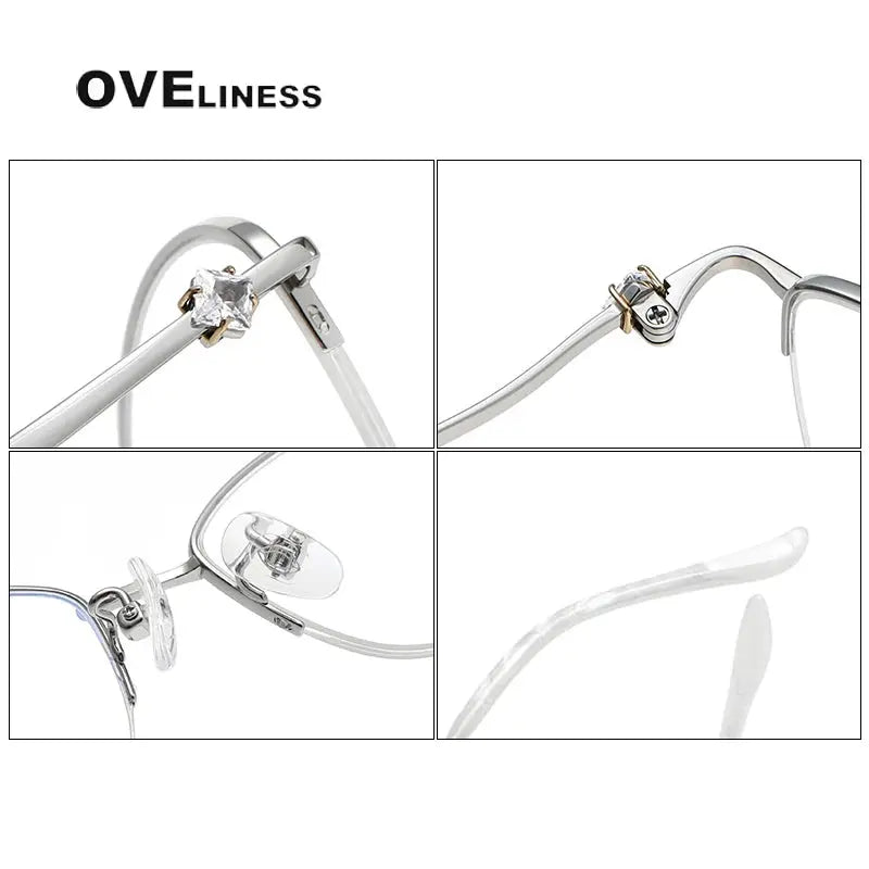 Women's Oval Semi-Rimless Titanium Prescription Glasses 6017 — view 4 | Rx Spectacle