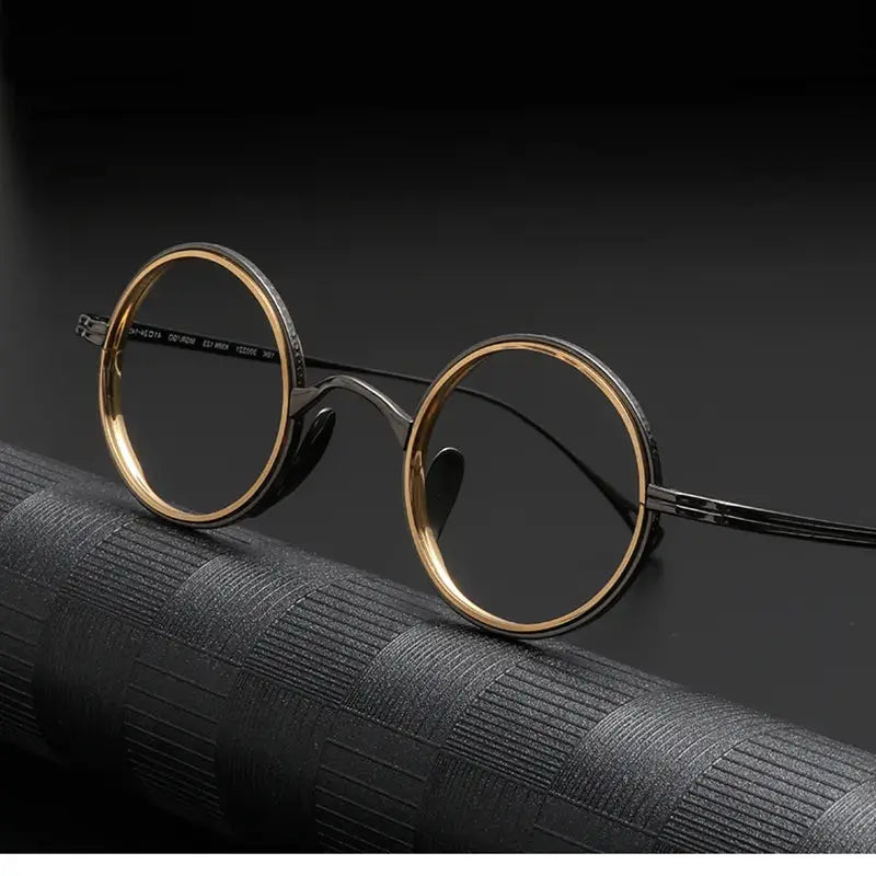 Unisex Round Full Rim Titanium Prescription Glasses Km123 — view 1 | Rx Spectacle