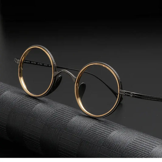 Unisex Round Full Rim Titanium Prescription Glasses Km123 — view 1 | Rx Spectacle
