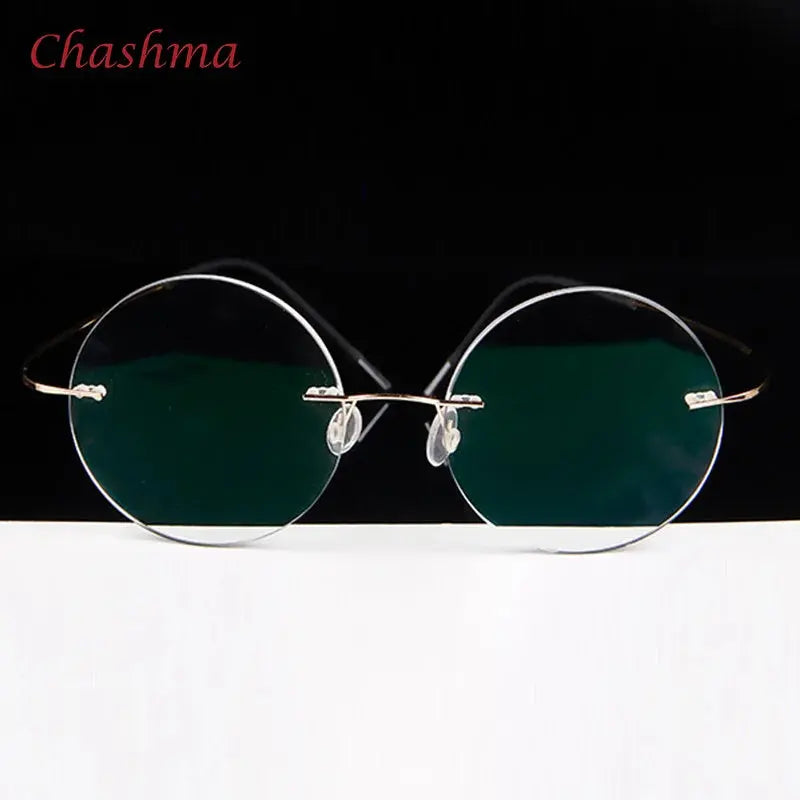 Unisex Cat Eye Rimless Titanium Prescription Glasses 003 — view 12 | Rx Spectacle