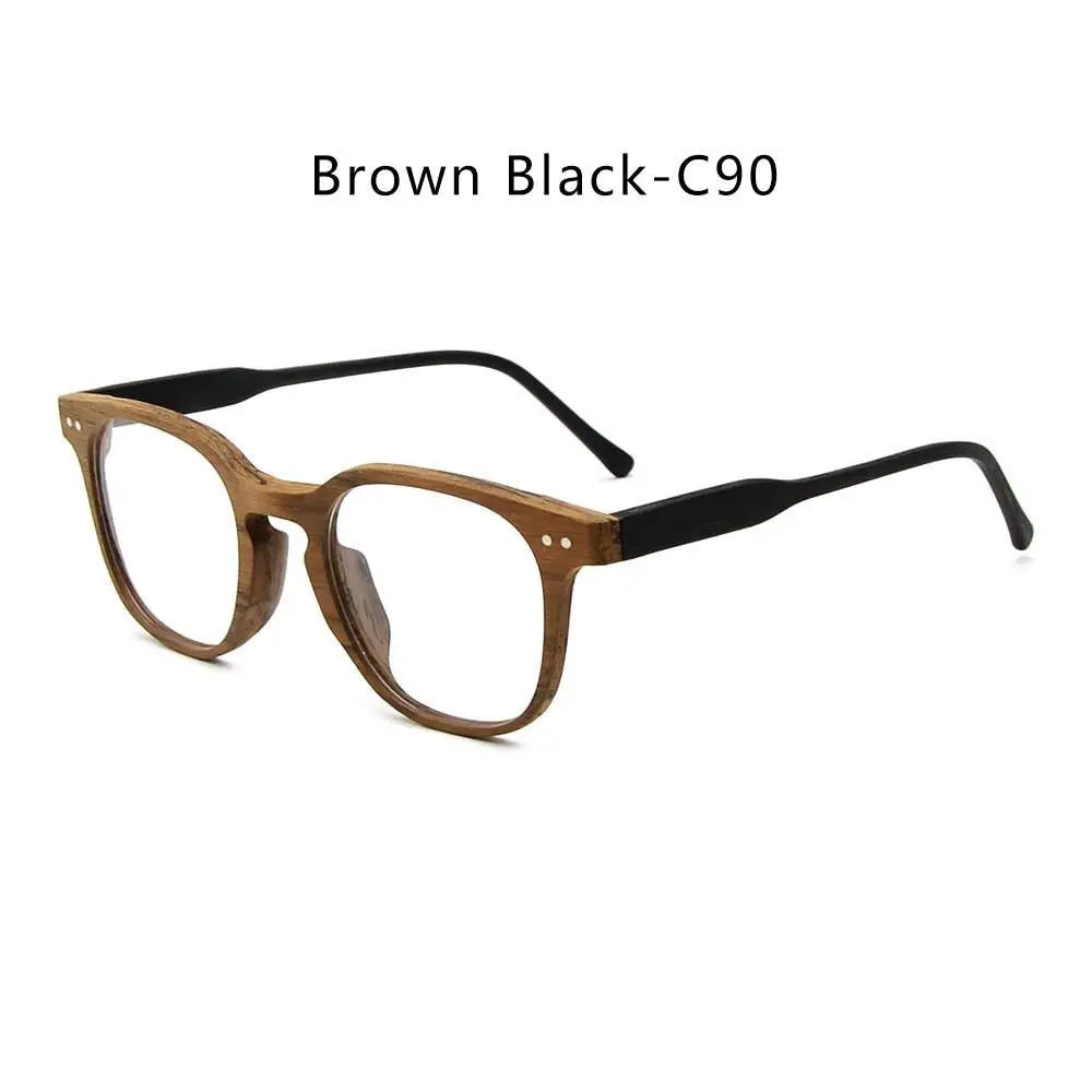 Men's Square Full Rim Wood Prescription Glasses M9205 — view 2 | Rx Spectacle