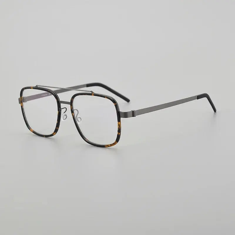 Unisex Square Full Rim Titanium Double Bridge Prescription Glasses 19744 — view 6 | Rx Spectacle