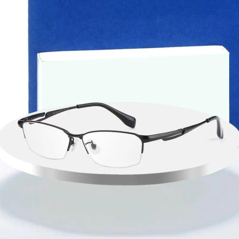 Men's Rectangular Semi-Rimless Titanium Prescription Glasses E85759 — view 1 | Rx Spectacle