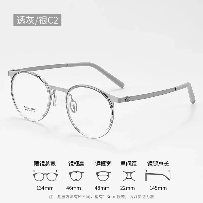 Unisex Round Full Rim Titanium Prescription Glasses J2600 — view 7 | Rx Spectacle
