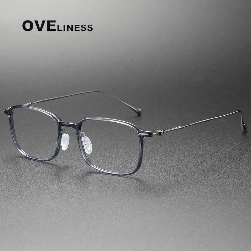 Unisex Square Full Rim Titanium Prescription Glasses 8644 — view 4 | Rx Spectacle