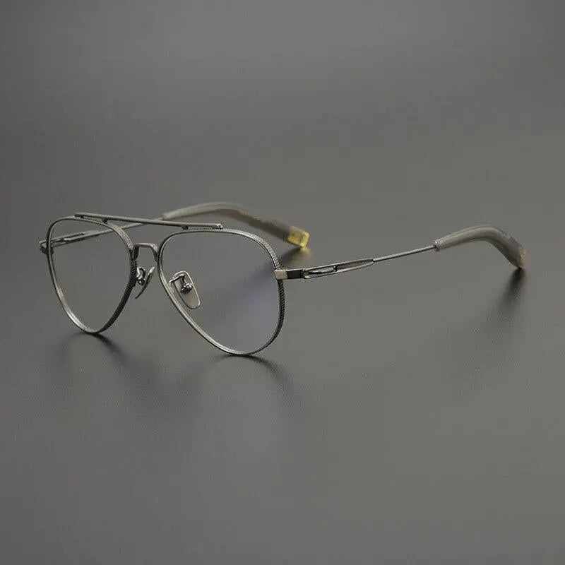 Men's Square Full Rim Titanium Double Bridge Prescription Glasses Hlsa-101 — view 6 | Rx Spectacle
