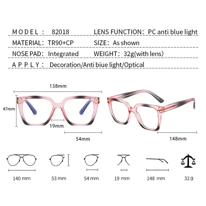 Women's Cat Eye Full Rim TR90 Prescription Glasses 82018 — view 2 | Rx Spectacle