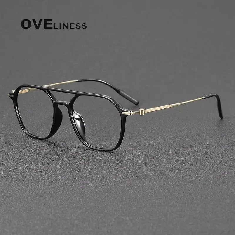 Women's Square Full Rim Titanium Double Bridge Prescription Glasses 398671 — view 3 | Rx Spectacle