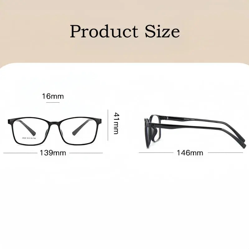 Unisex Square Full Rim TR90 Prescription Glasses Y2046 — view 3 | Rx Spectacle