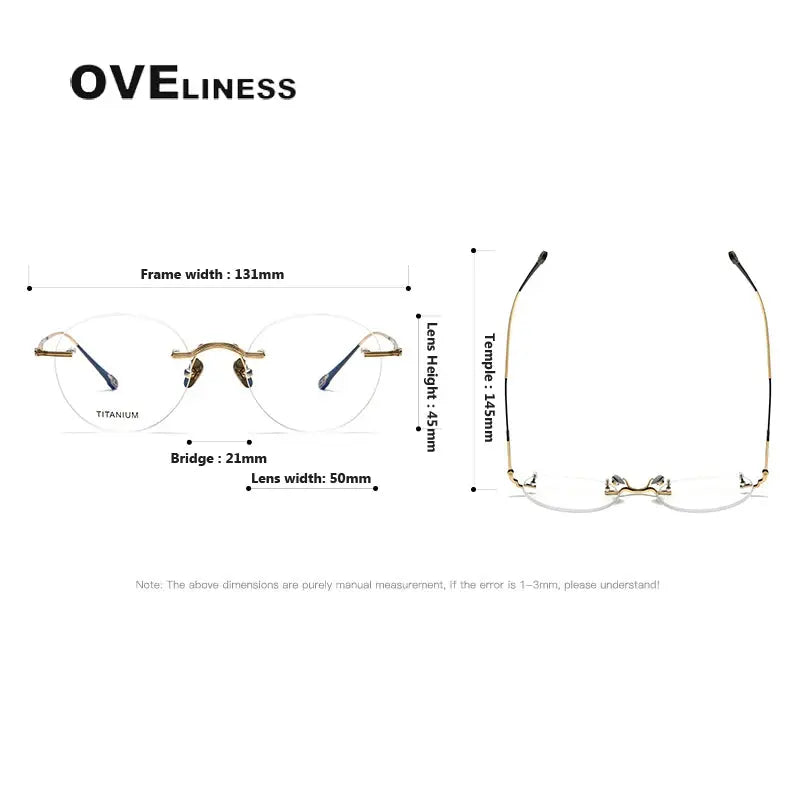 Unisex Round Rimless Titanium Prescription Glasses 80955 — view 6 | Rx Spectacle
