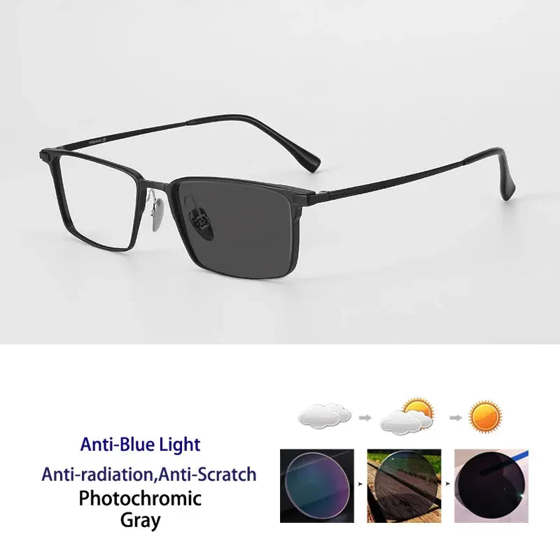 Unisex Square Full Rim Titanium Reading Glasses 628003 — view 5 | Rx Spectacle