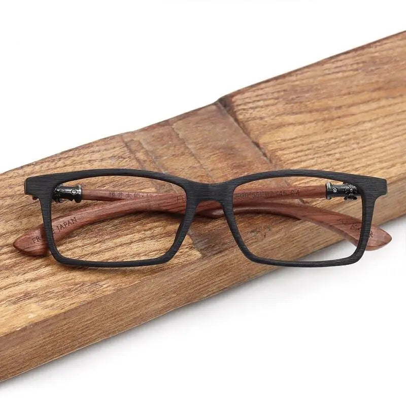 Men's Square Full Rim Wood Prescription Glasses 5601d — view 7 | Rx Spectacle