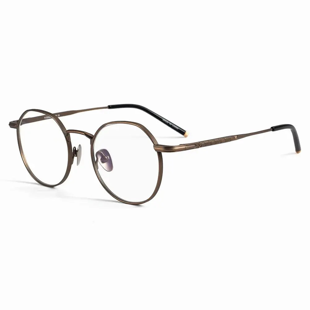 Unisex Round Full Rim Titanium Flat Top Prescription Glasses 49140 — view 5 | Rx Spectacle