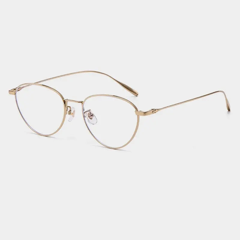 Unisex Oval Full Rim Titanium Flat Top Prescription Glasses 630885 — view 5 | Rx Spectacle