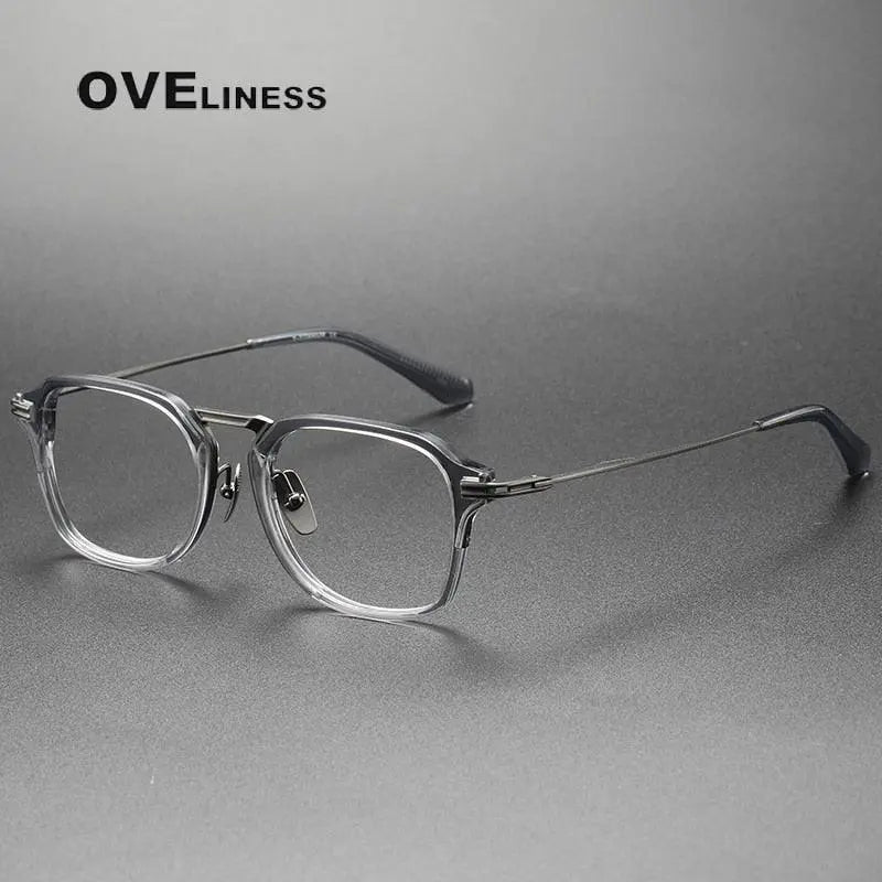 Unisex Square Full Rim Titanium Prescription Glasses Dtx413 — view 3 | Rx Spectacle