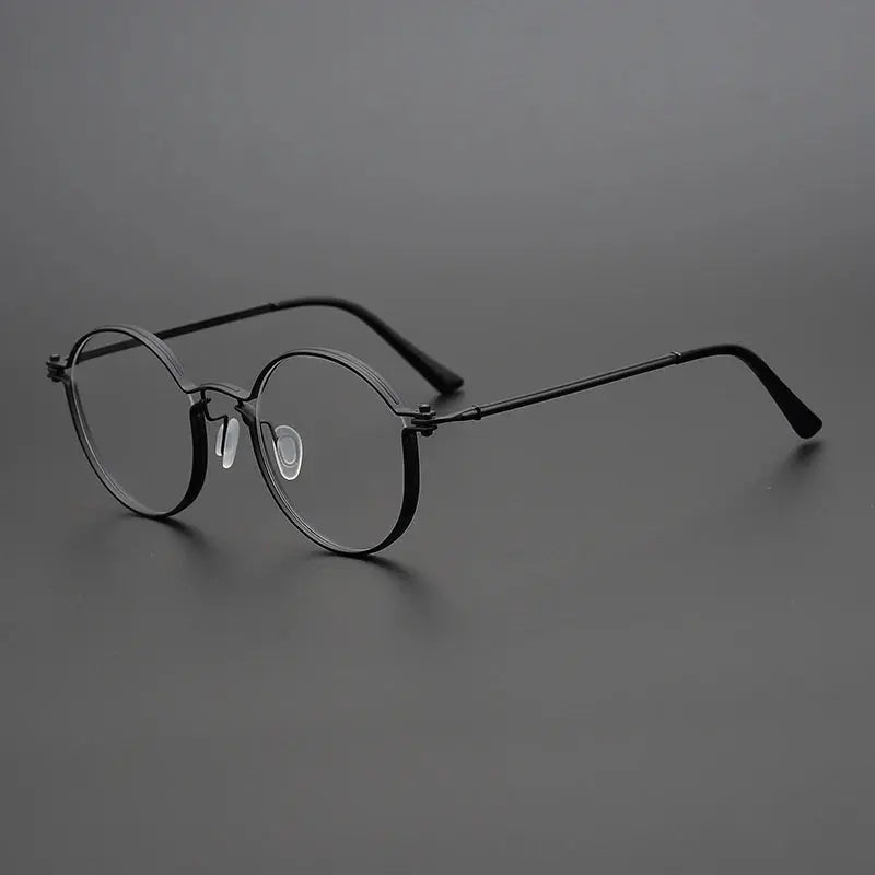 Unisex Round Full Rim Titanium Prescription Glasses Tv002 — view 3 | Rx Spectacle