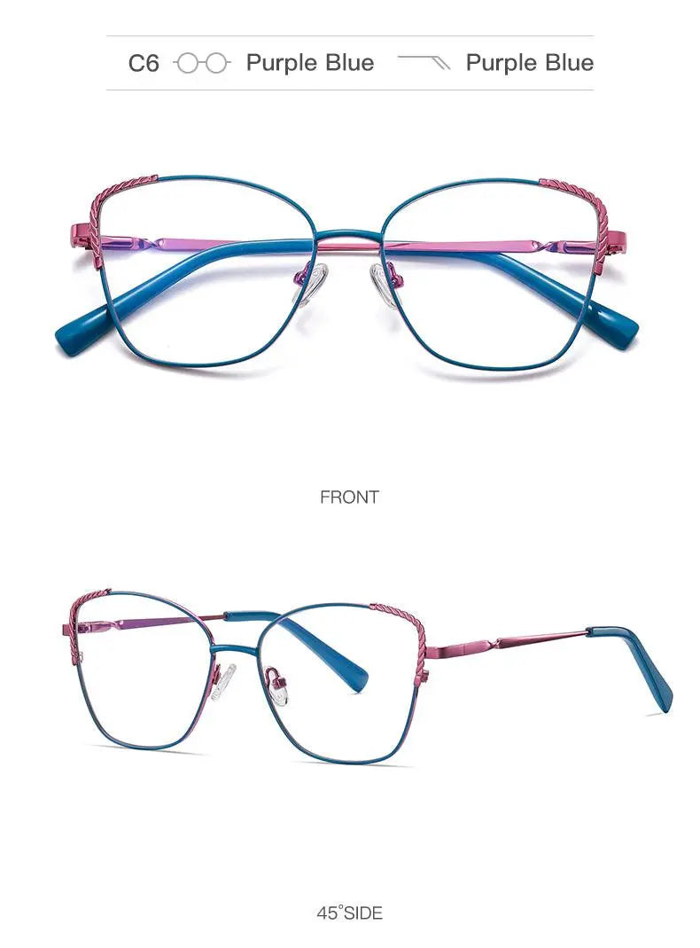 Women's Cat Eye Full Rim Alloy Prescription Glasses — view 20 | Rx Spectacle