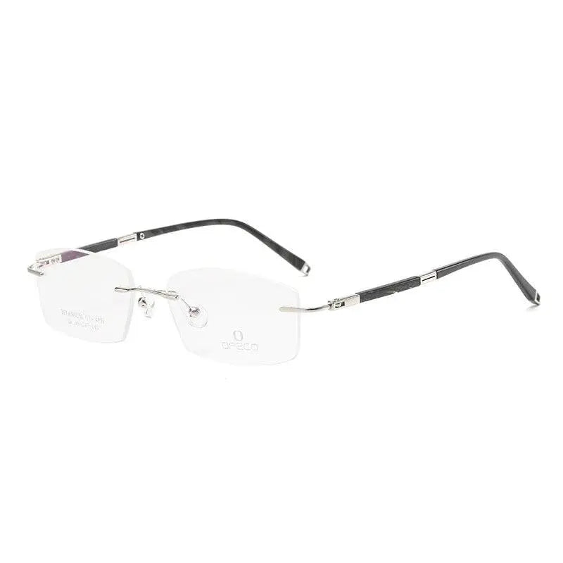 Unisex Square Rimless Titanium Prescription Glasses Y063 — view 12 | Rx Spectacle