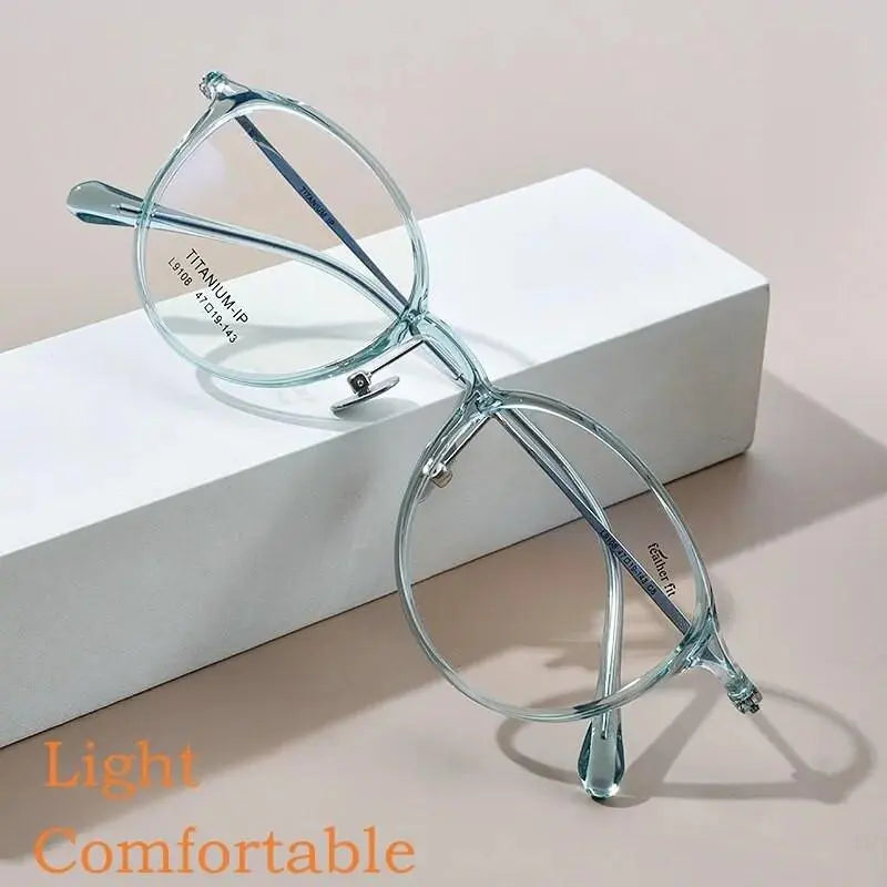 Unisex Round Full Rim Titanium Prescription Glasses L9108y — view 3 | Rx Spectacle