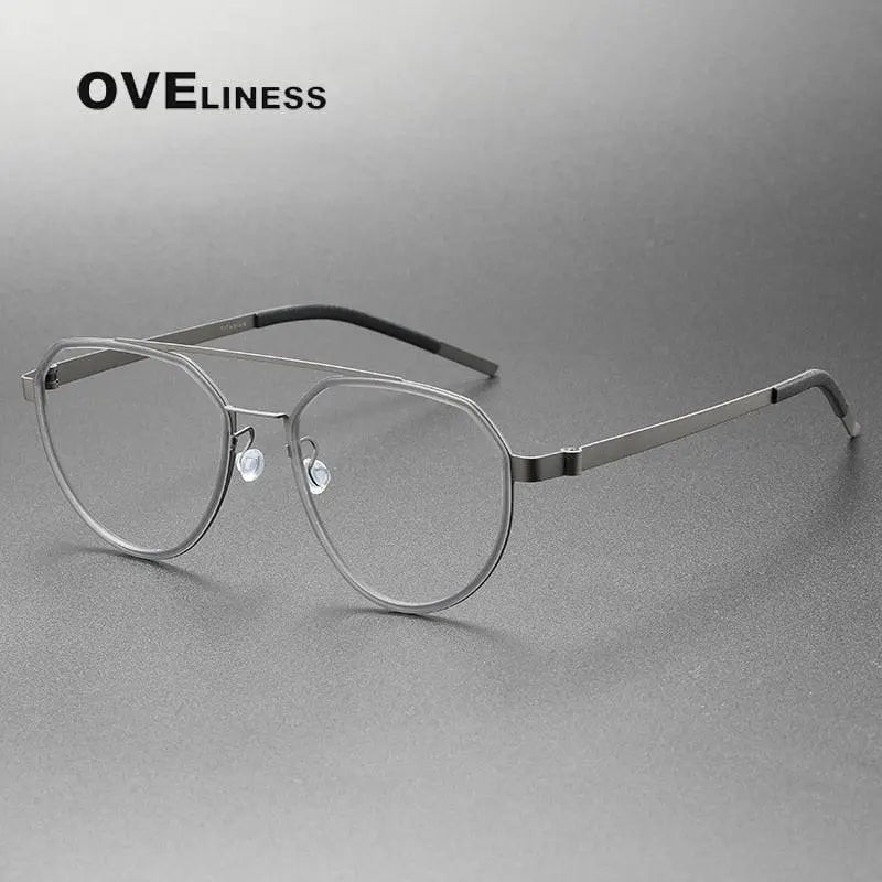 Unisex Round Full Rim Titanium Double Bridge Prescription Glasses 9745 — view 6 | Rx Spectacle