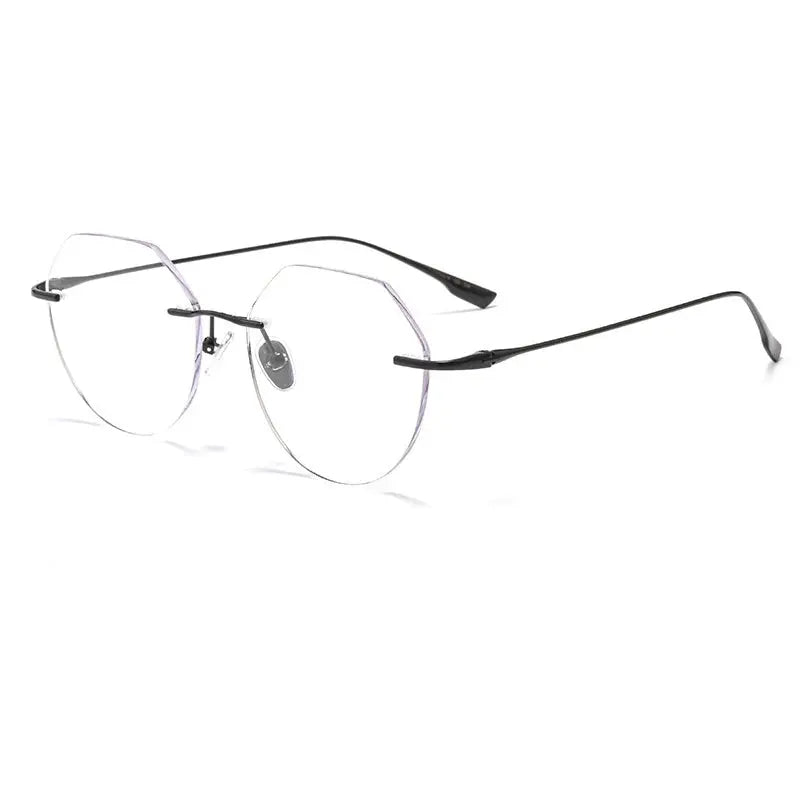 Women's Round Rimless Titanium Flat Top Prescription Glasses 73536 — view 11 | Rx Spectacle