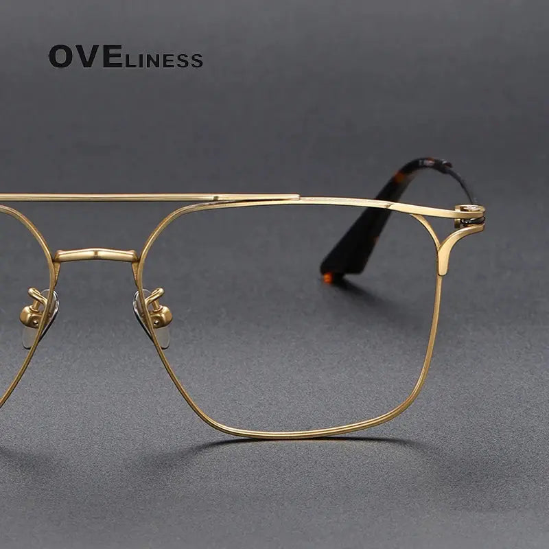 Unisex Square Full Rim Titanium Double Bridge Prescription Glasses 81000 — view 3 | Rx Spectacle