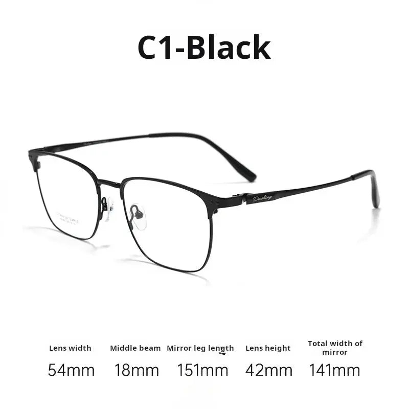 Unisex Browline Full Rim Titanium Prescription Glasses 76066 — view 5 | Rx Spectacle
