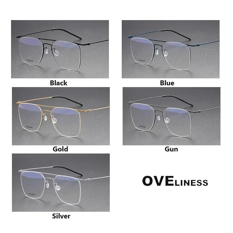 Men's Square Full Rim Titanium Double Bridge Prescription Glasses 5502 — view 11 | Rx Spectacle