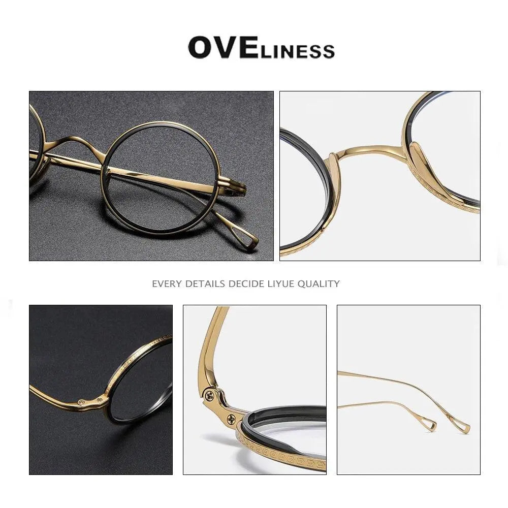 Unisex Round Full Rim Titanium Prescription Glasses 123 — view 7 | Rx Spectacle