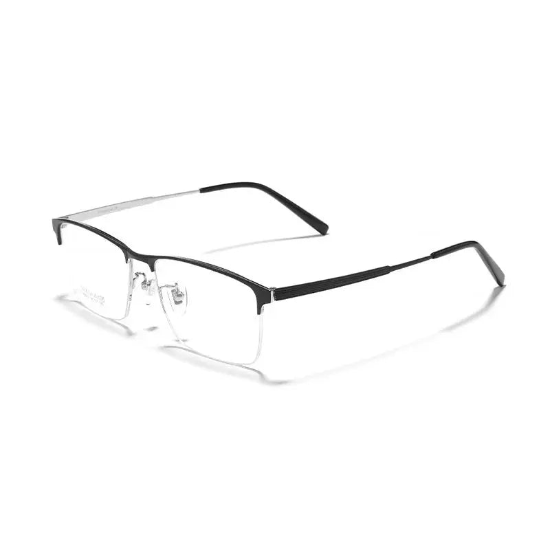 Men's Square Semi-Rimless Titanium Prescription Glasses 89579 — view 4 | Rx Spectacle