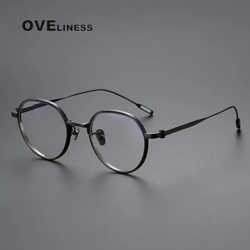 Unisex Oval Full Rim Titanium Flat Top Prescription Glasses 2261 — view 3 | Rx Spectacle