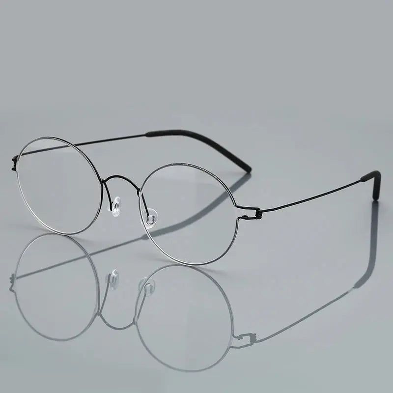 Women's Round Full Rim Titanium Screwless Prescription Glasses 76602 — view 6 | Rx Spectacle