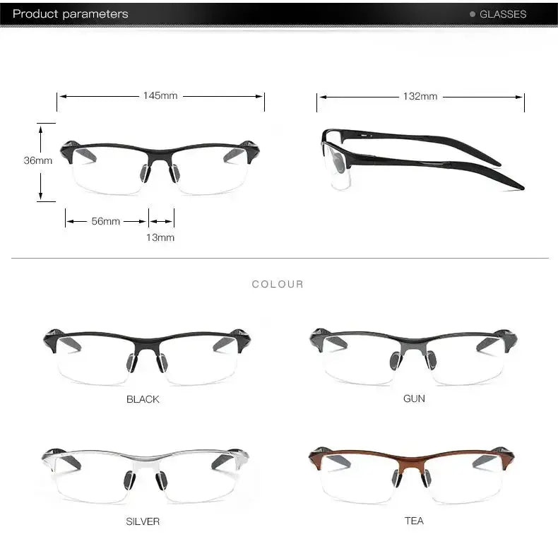Unisex Rectangular Semi-Rimless Titanium Prescription Glasses 8177 — view 7 | Rx Spectacle
